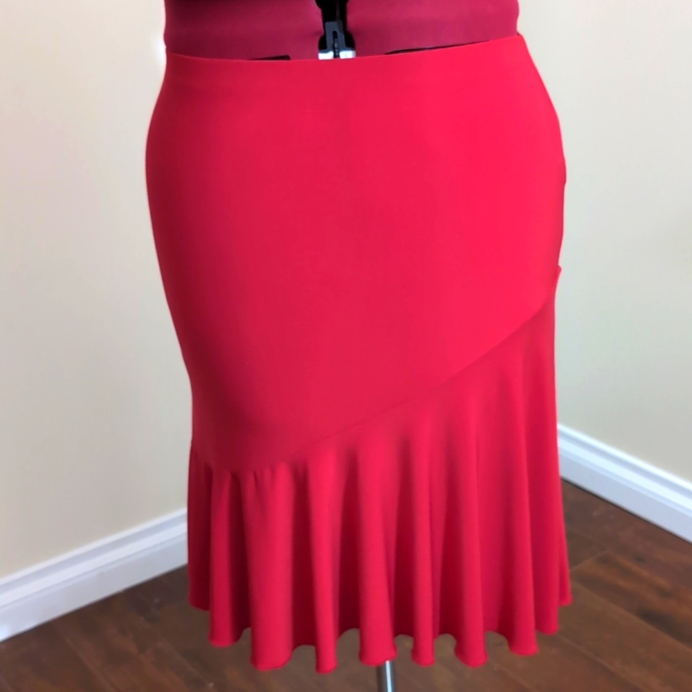 Chaps| Red Mermaid Midi Skirt Polyester Blend